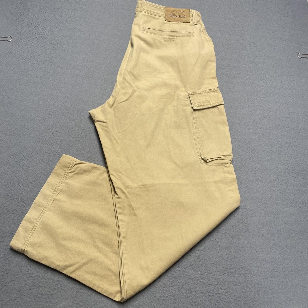Timberland‎ Pants Mens 38x32 Beige Cotton Cargo 5 Pocket Flat Front Casual y2k